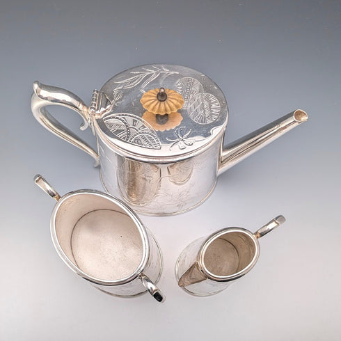 古董英國銀盤茶具,3 件套,GRAINGER & CAMPBELL